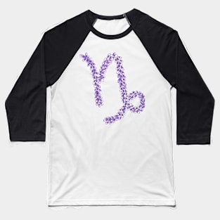 Hand Drawn Lavender Capricorn Zodiac Sign in Watercolor and Ink Baseball T-Shirt